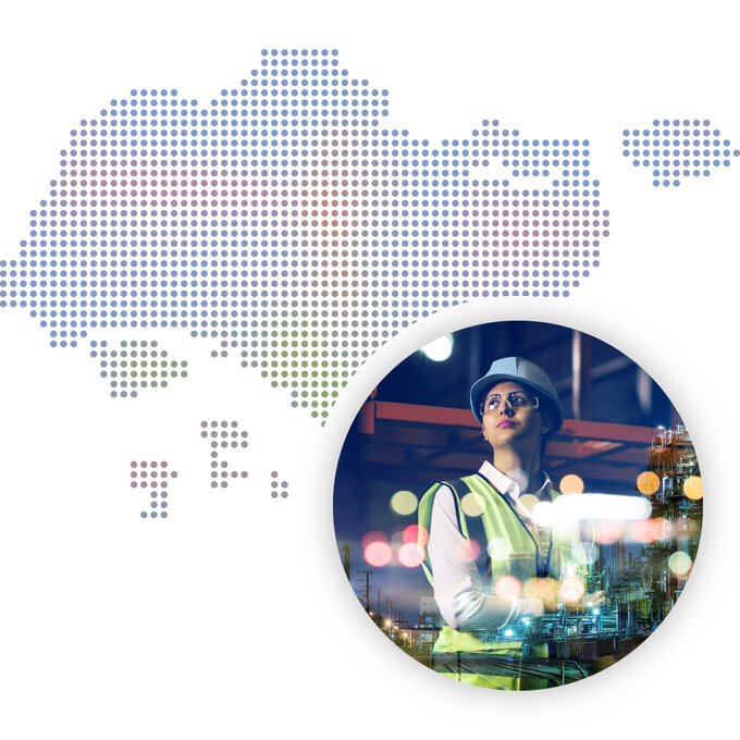 © stock.adobe.com gepunktete Karte von Singapur | © stock.adobe.com